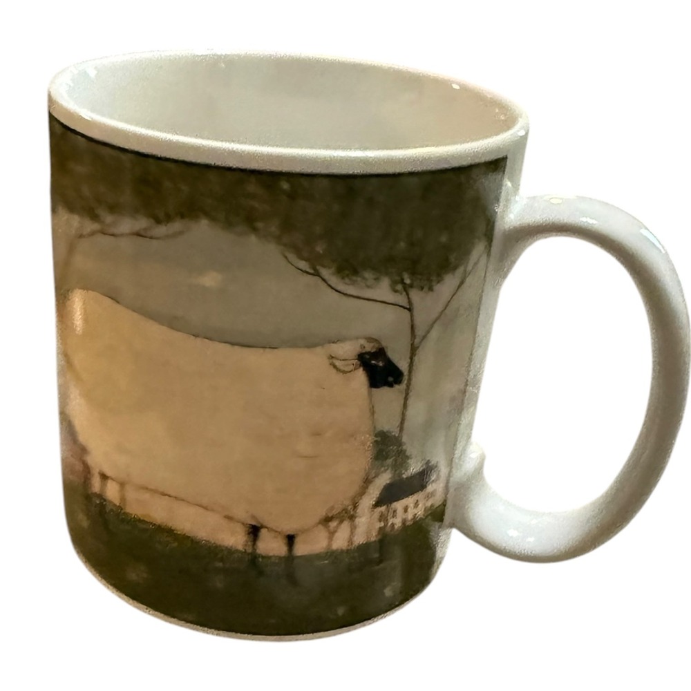 Vintage Warren Kimble Sakura Fat Sheep Coffee Mug Folk Art Farmhouse Ceramic